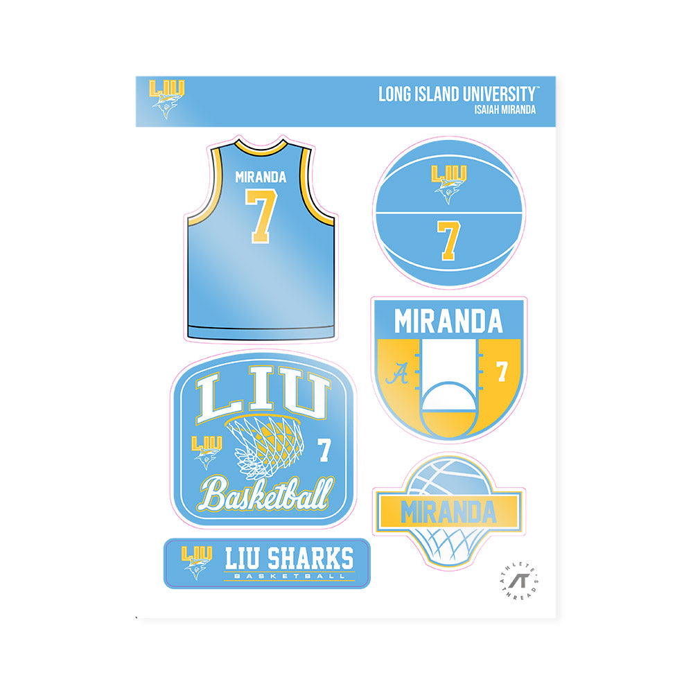 LIU - NCAA Men's Basketball : Isaiah Miranda - Sticker Sheet-0