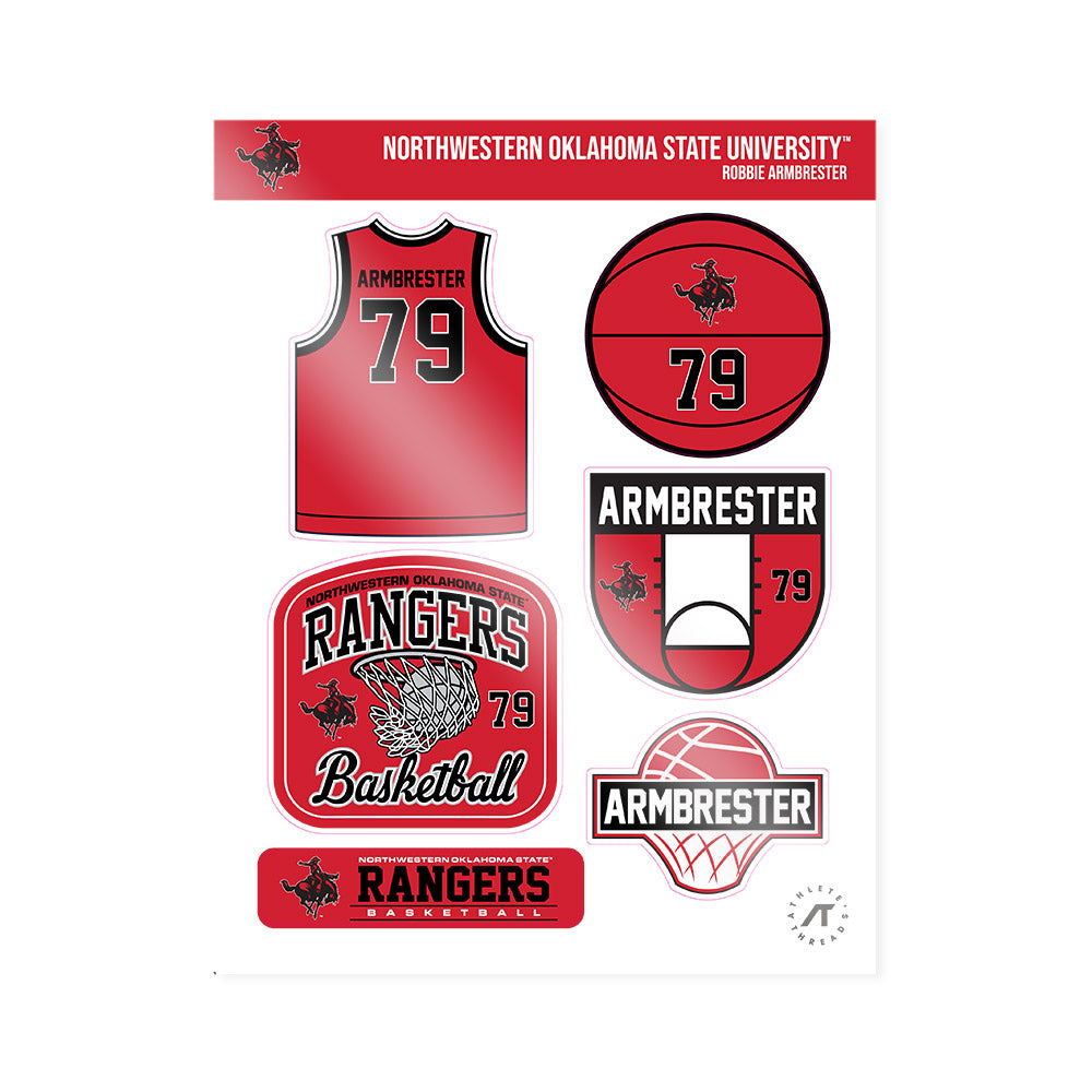 NWOSU - NCAA Men's Basketball : Robbie Armbrester - Sticker Sheet-0