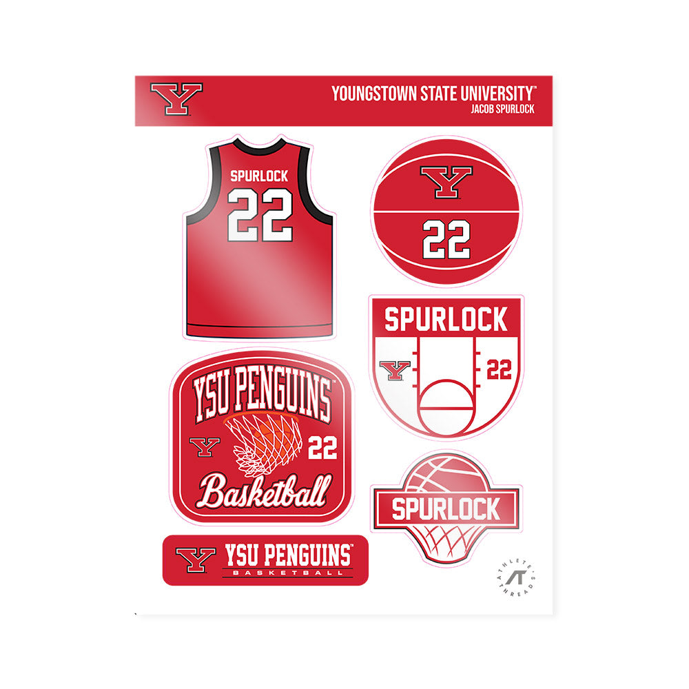 Youngstown State - NCAA Men's Basketball : Jacob Spurlock - Sticker Sheet-0