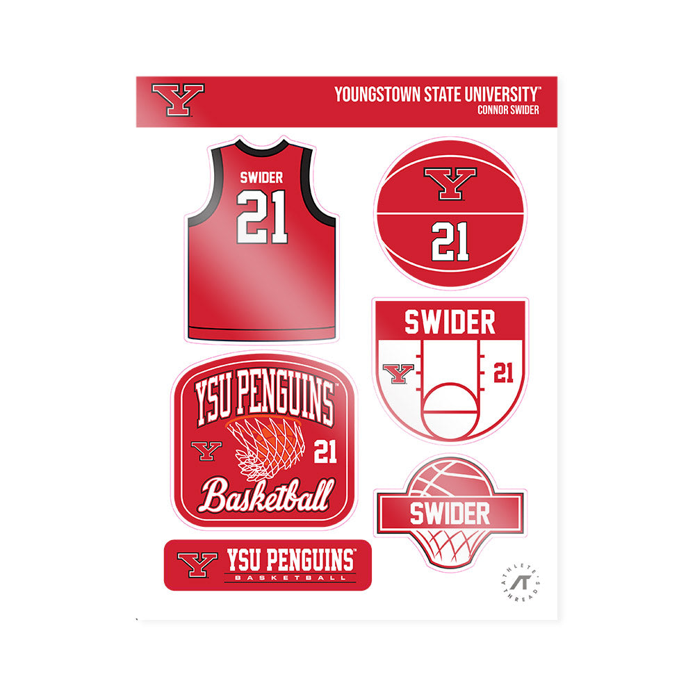 Youngstown State - NCAA Men's Basketball : Connor Swider - Sticker Sheet-0