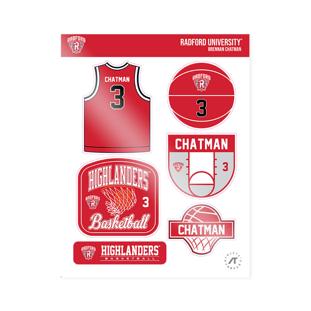 Radford - NCAA Men's Basketball : Brennan Chatman - Sticker Sheet-0