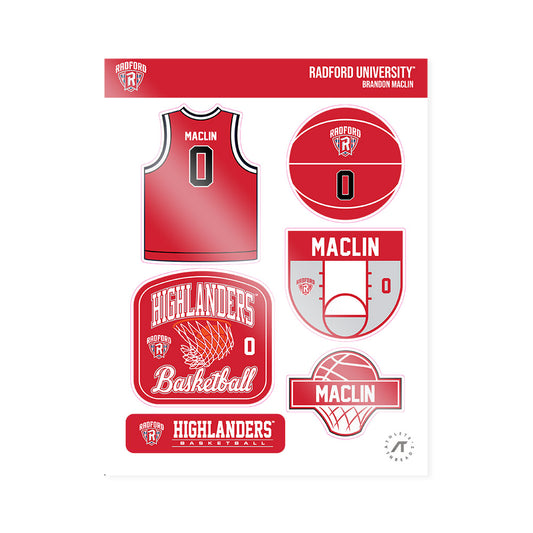 Radford - NCAA Men's Basketball : Brandon Maclin - Sticker Sheet-0
