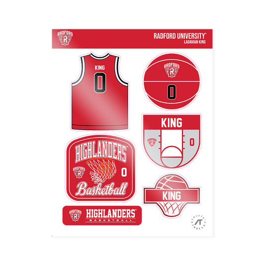 Radford - NCAA Men's Basketball : LaDavian King - Sticker Sheet-0