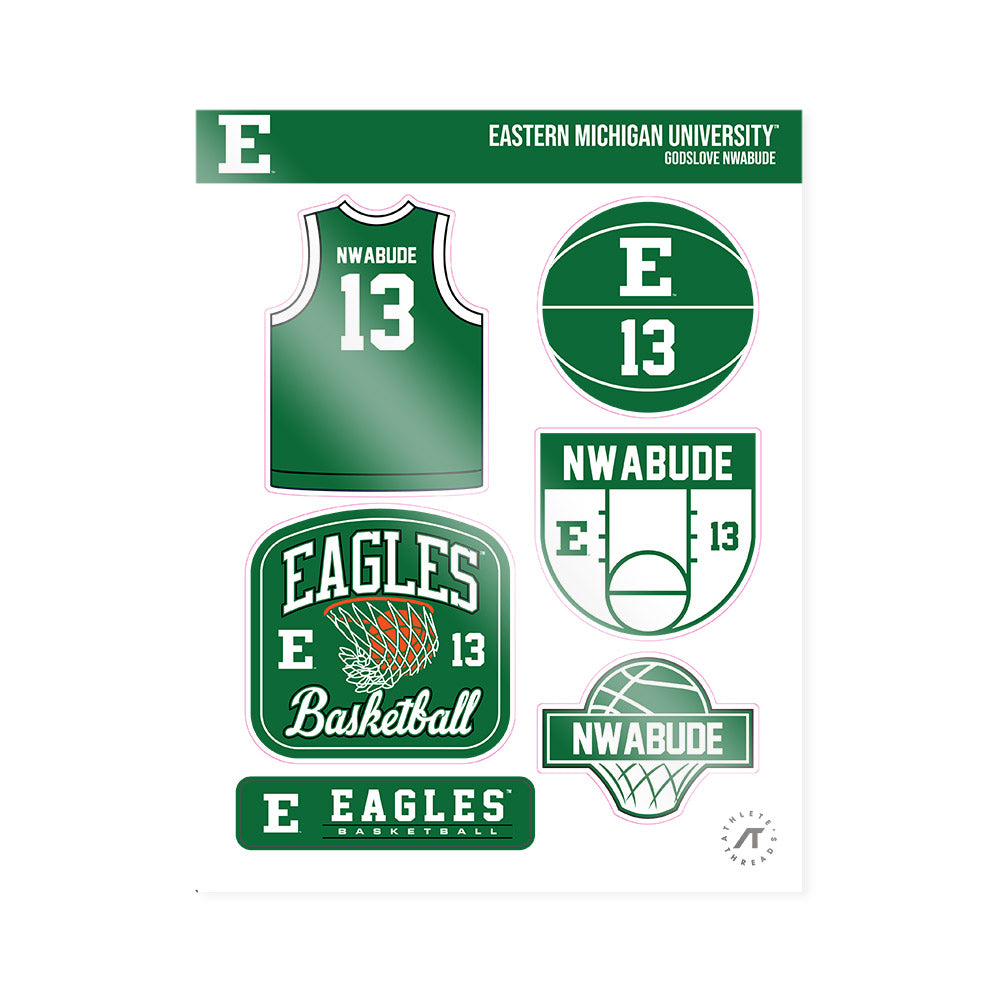 EMich - NCAA Men's Basketball : Godslove Nwabude - Sticker Sheet-0