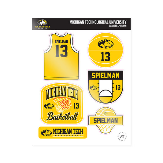 Michigan Tech - NCAA Men's Basketball : Garrett Spielman - Sticker Sheet-0