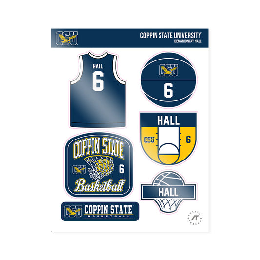Coppin State - NCAA Men's Basketball : Demariontay Hall - Sticker Sheet-0