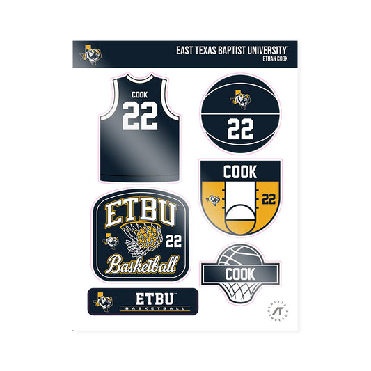 ETBU - NCAA Men's Basketball : Ethan Cook - Sticker Sheet-0