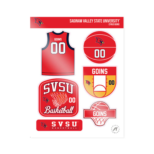 Saginaw Valley - NCAA Men's Basketball : Cyrus Goins - Sticker Sheet-0