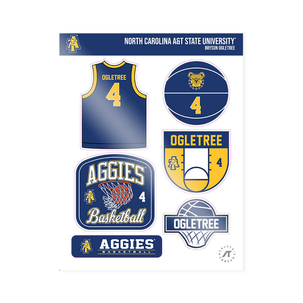 North Carolina A&T - NCAA Men's Basketball : Bryson Ogletree - Sticker Sheet-0