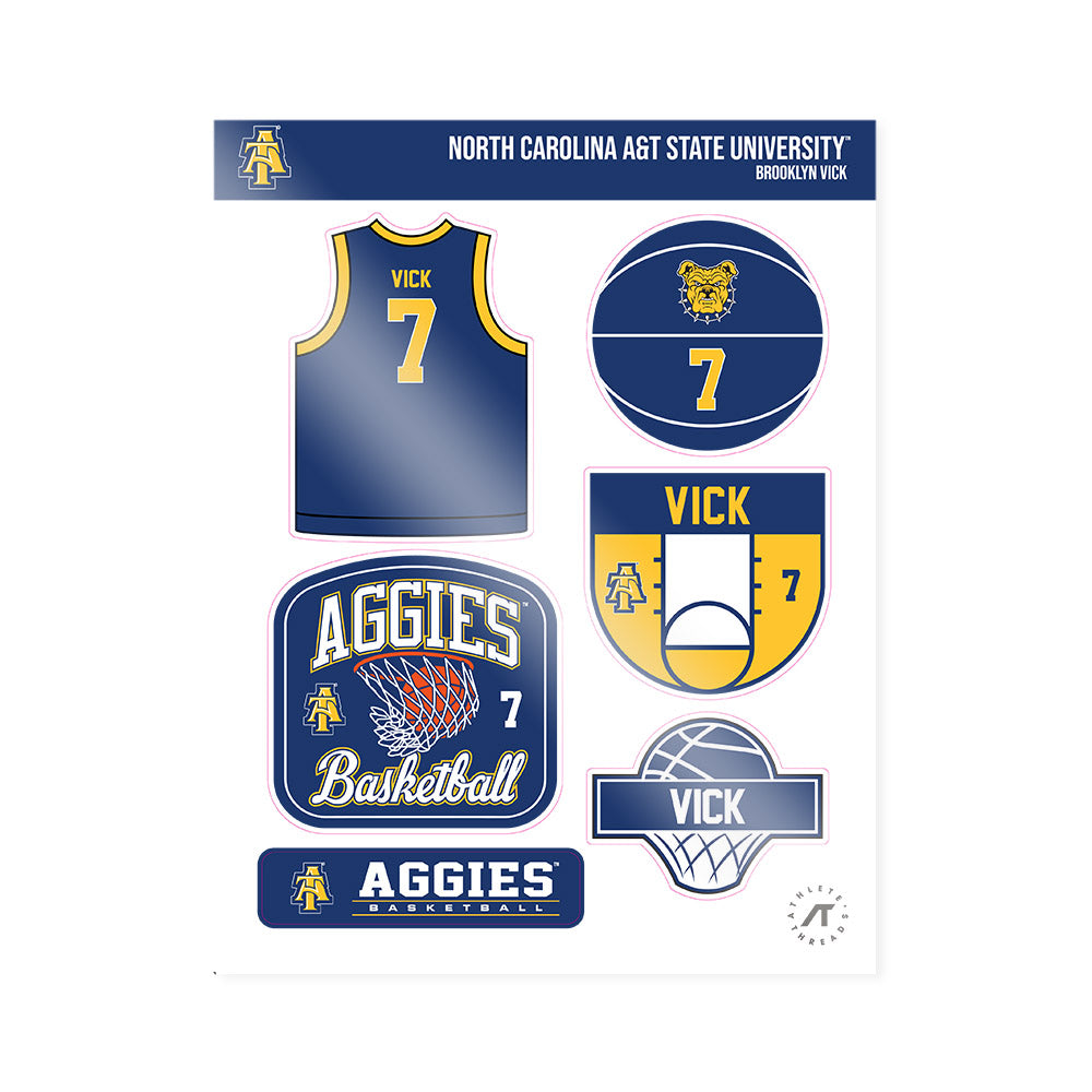 North Carolina A&T - NCAA Men's Basketball : Brooklyn Vick - Sticker Sheet-0