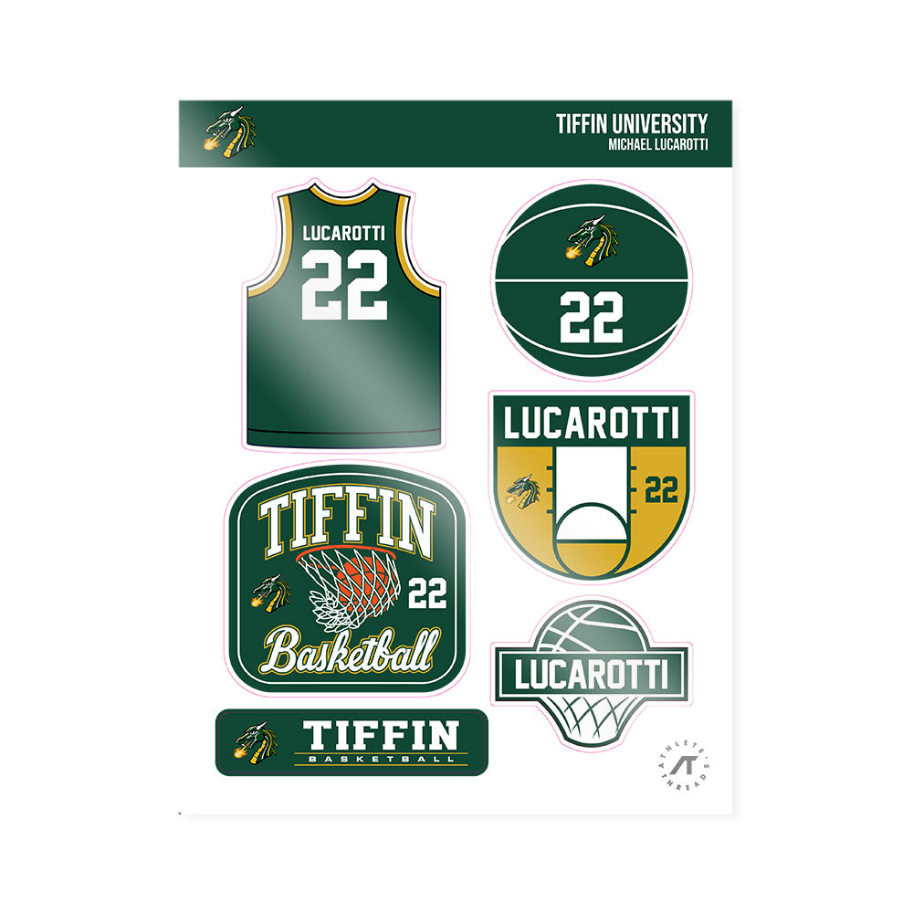Tiffin - NCAA Men's Basketball : Michael Lucarotti - Sticker Sheet-0