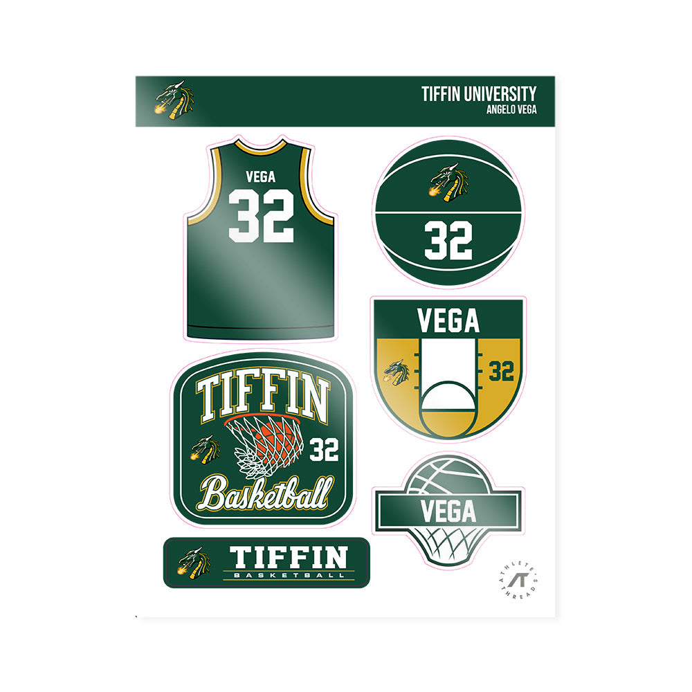 Tiffin - NCAA Men's Basketball : Angelo Vega - Sticker Sheet-0