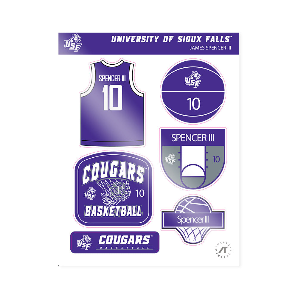 Sioux Falls - NCAA Men's Basketball : James Spencer III - Sticker Sheet-0