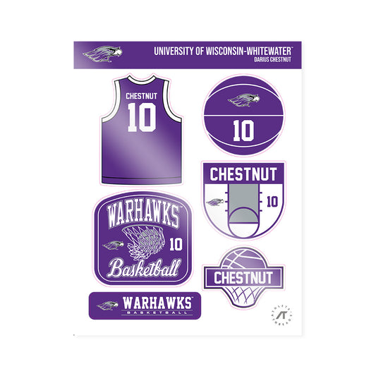 UW-Whitewater - NCAA Men's Basketball : Darius Chestnut - Sticker Sheet-0