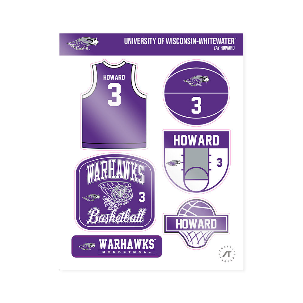 UW-Whitewater - NCAA Men's Basketball : Zay Howard - Sticker Sheet-0