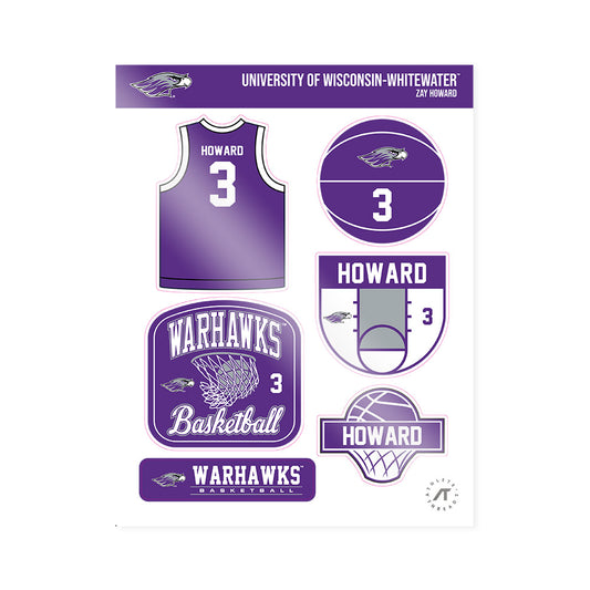 UW-Whitewater - NCAA Men's Basketball : Zay Howard - Sticker Sheet-0