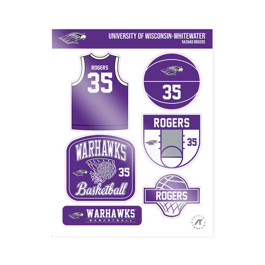 UW-Whitewater - NCAA Men's Basketball : Rashad Rogers - Sticker Sheet-0