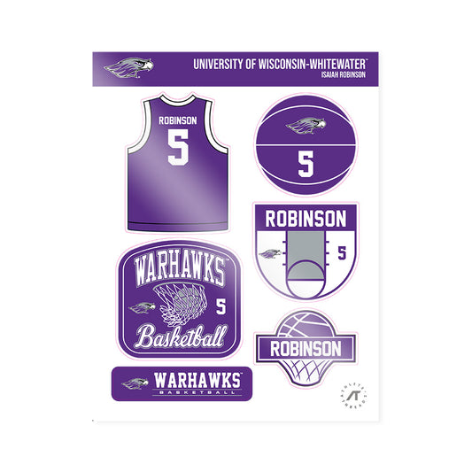 UW-Whitewater - NCAA Men's Basketball : Isaiah Robinson - Sticker Sheet-0