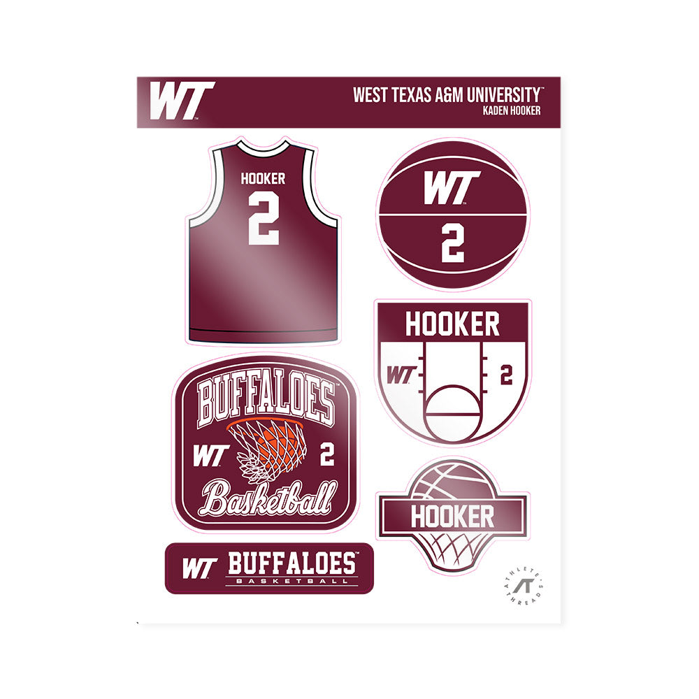 WTAMU - NCAA Men's Basketball : Kaden Hooker - Sticker Sheet-0