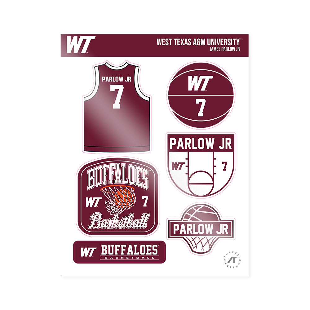 WTAMU - NCAA Men's Basketball : James Parlow Jr - Sticker Sheet-0