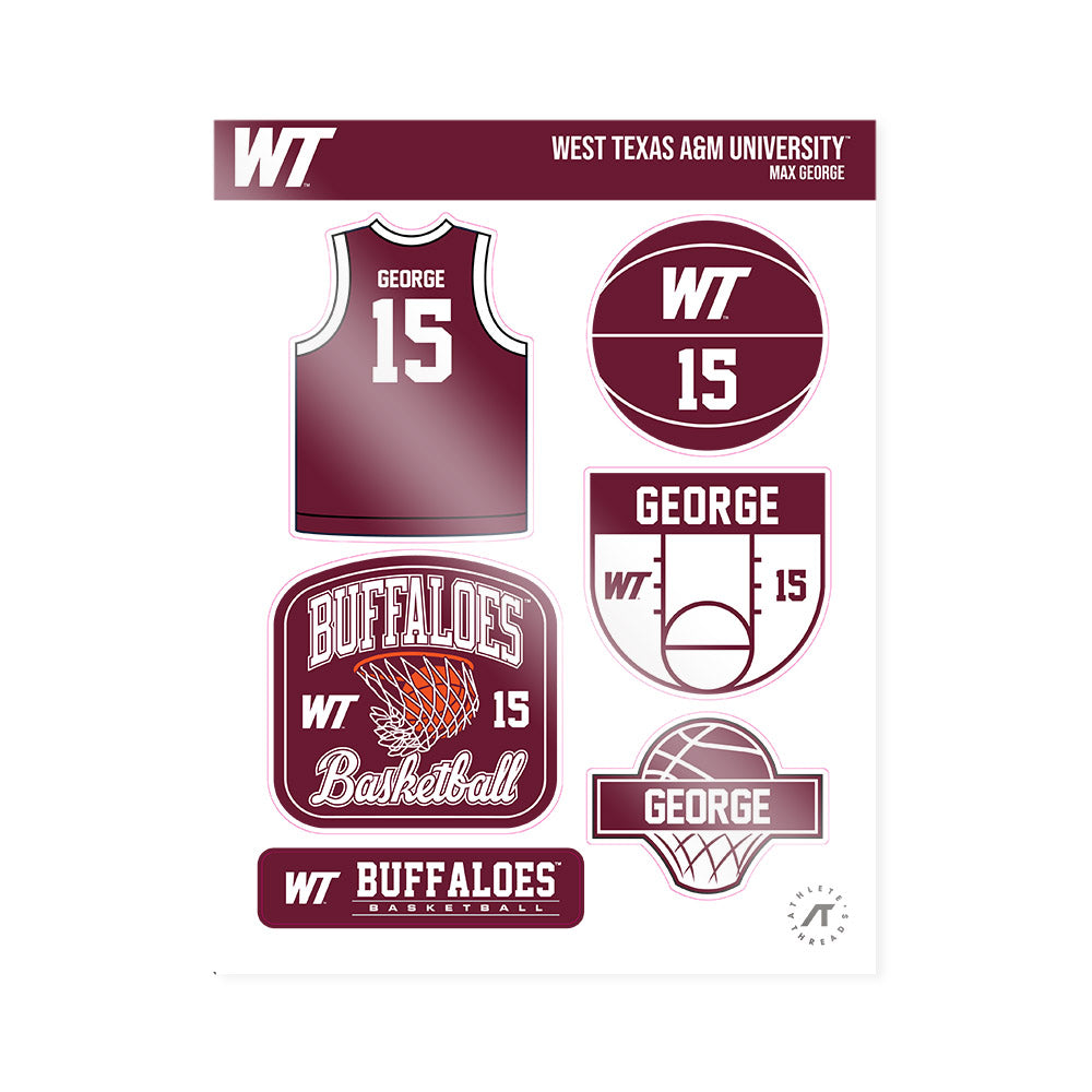 WTAMU - NCAA Men's Basketball : Max George - Sticker Sheet-0