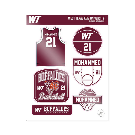 WTAMU - NCAA Men's Basketball : Ahamed Mohammed - Sticker Sheet-0