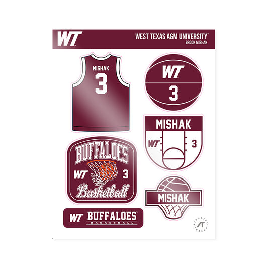 WTAMU - NCAA Men's Basketball : Brock Mishak - Sticker Sheet-0