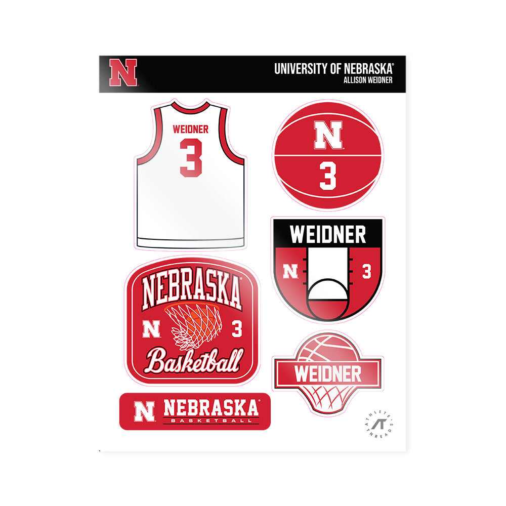 Nebraska - NCAA Women's Basketball : Allison Weidner - Sticker Sheet-0