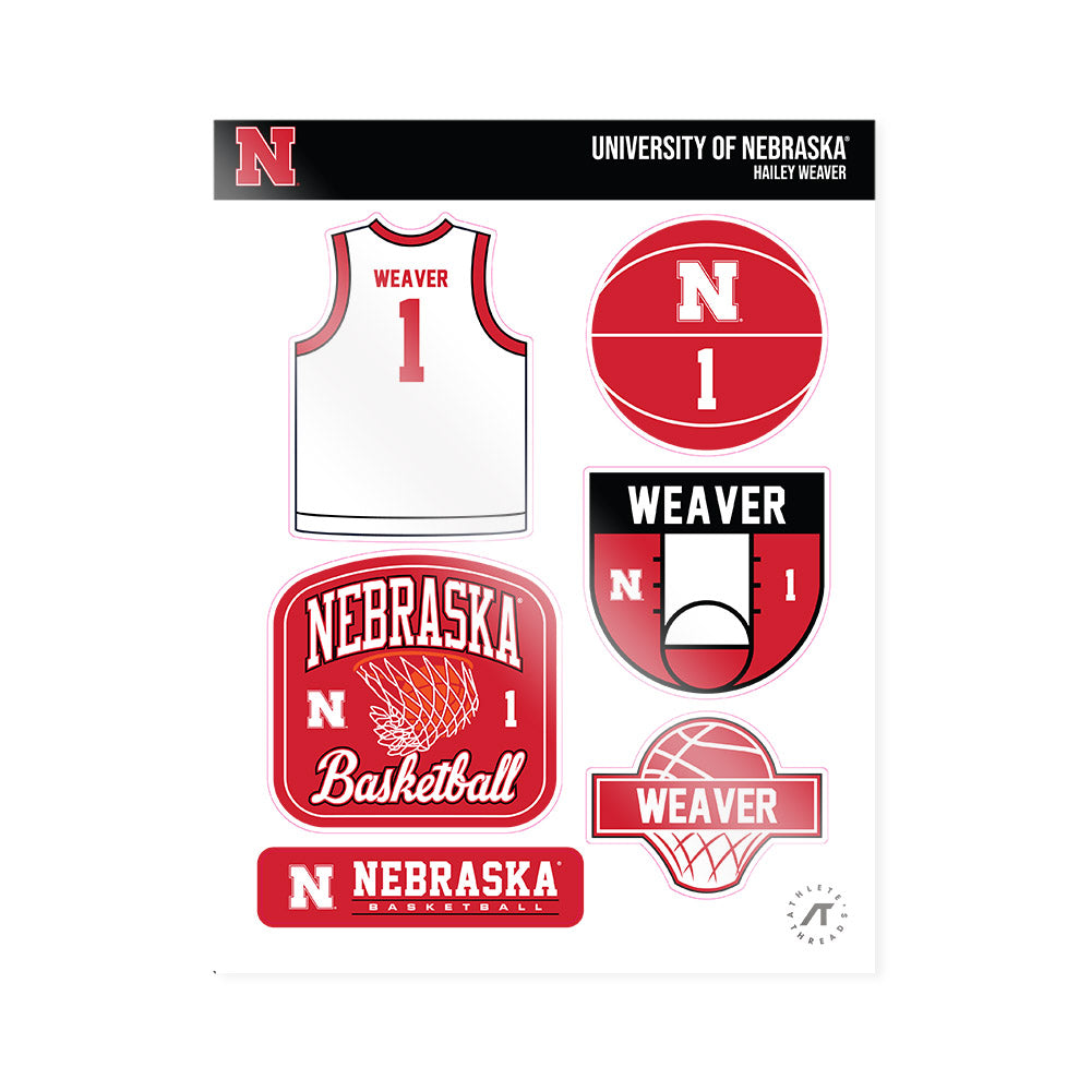 Nebraska - NCAA Women's Basketball : Hailey Weaver - Sticker Sheet-0