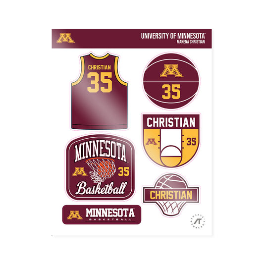 Minnesota - NCAA Women's Basketball : Makena Christian - Sticker Sheet-0