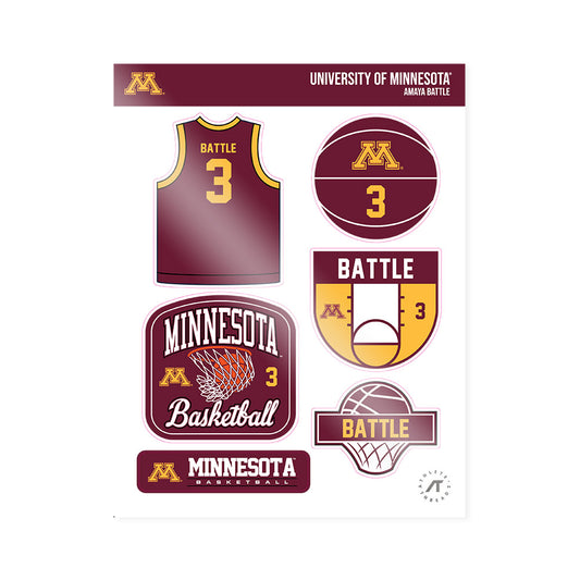 Minnesota - NCAA Women's Basketball : Amaya Battle - Sticker Sheet-0