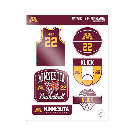 Minnesota - NCAA Women's Basketball : Kennedy Klick - Sticker Sheet-0