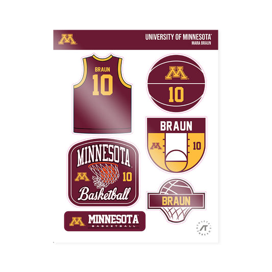 Minnesota - NCAA Women's Basketball : Mara Braun - Sticker Sheet-0
