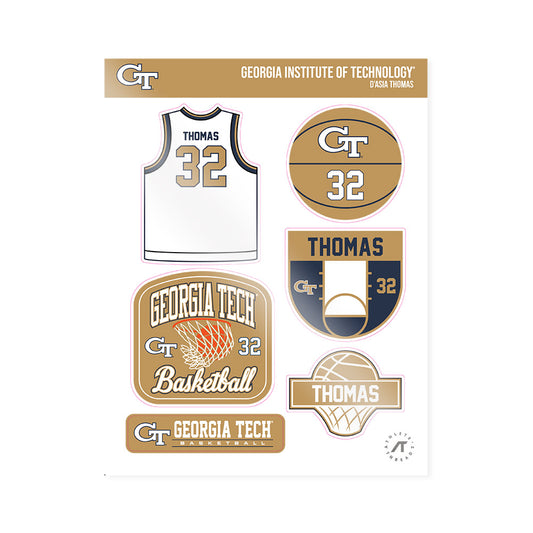 Georgia Tech - NCAA Women's Basketball : D'Asia Thomas - Sticker Sheet-0