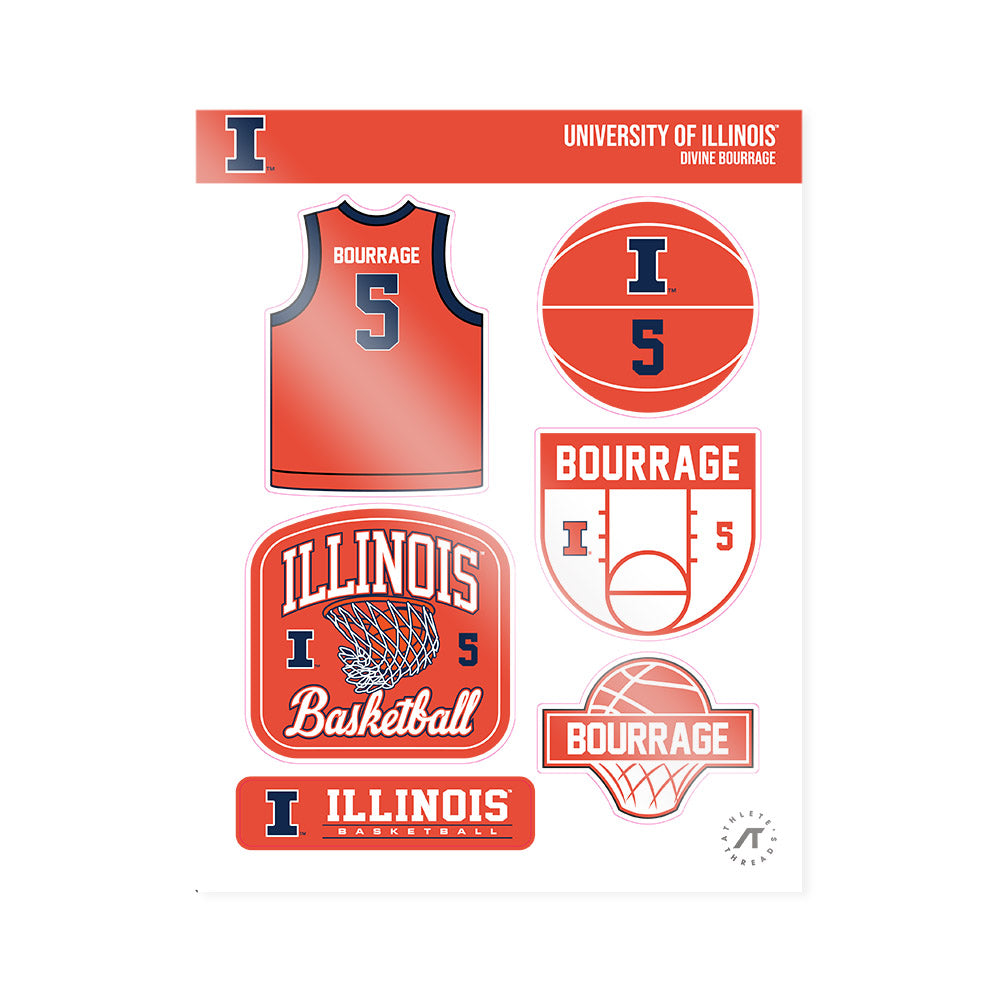 Illinois - NCAA Women's Basketball : Divine Bourrage - Sticker Sheet-0