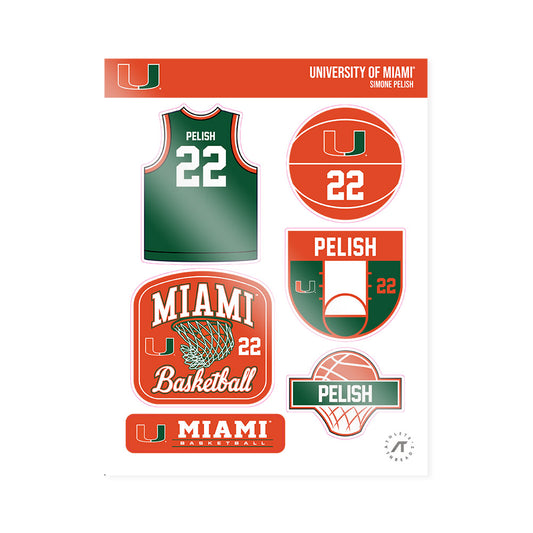Miami - NCAA Women's Basketball : Simone Pelish - Sticker Sheet-0