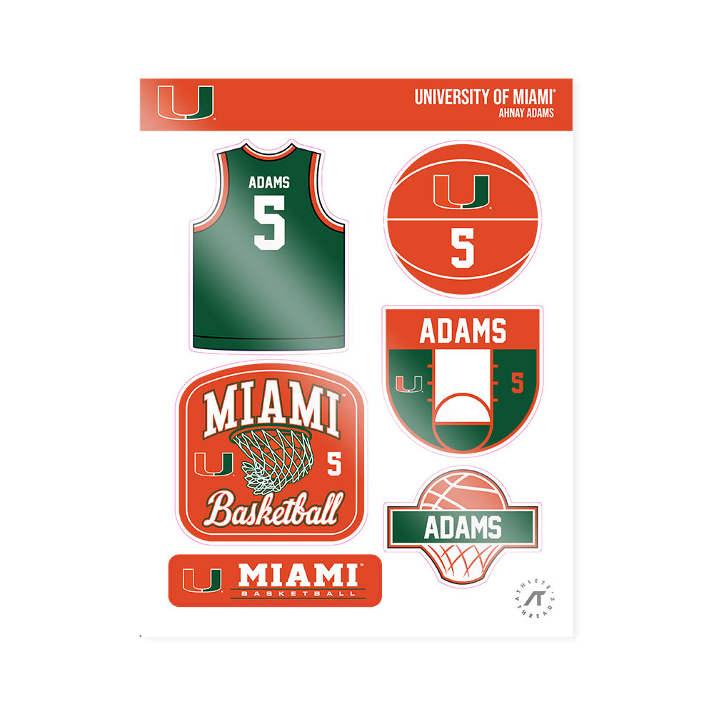 Miami - NCAA Women's Basketball : Ahnay Adams - Sticker Sheet-0