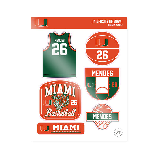 Miami - NCAA Women's Basketball : Dayana Mendes - Sticker Sheet-0