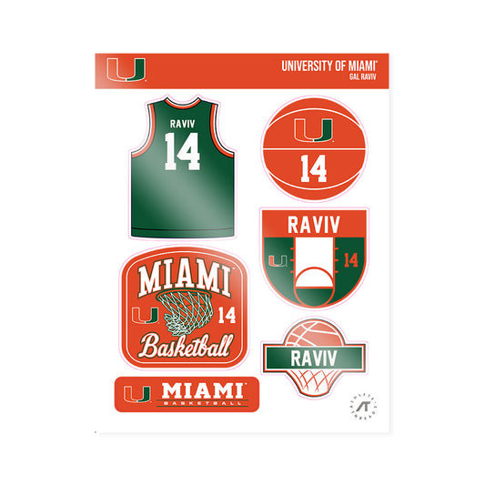 Miami - NCAA Women's Basketball : Gal Raviv - Sticker Sheet-0