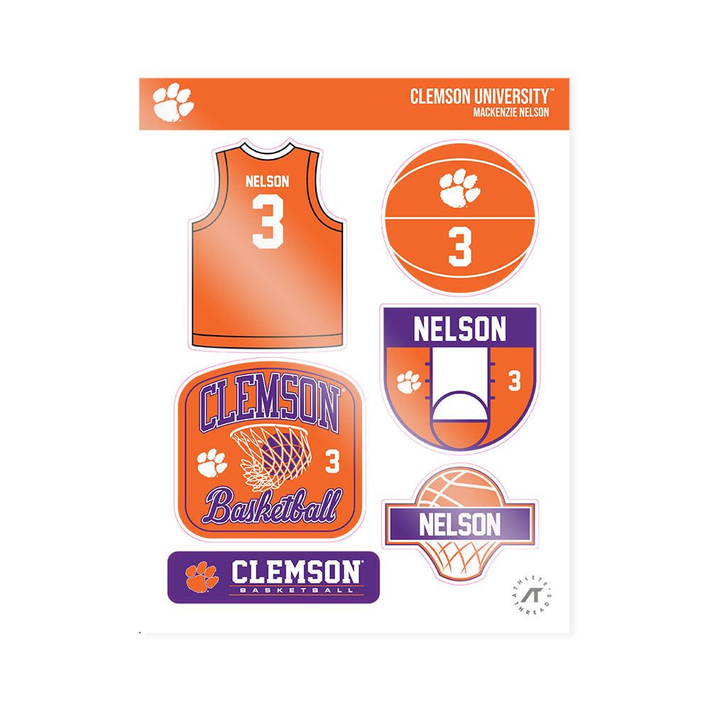 Clemson - NCAA Women's Basketball : Mackenzie Nelson - Sticker Sheet-0