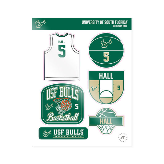 USF - NCAA Women's Basketball : Brooklyn Hall - Sticker Sheet-0