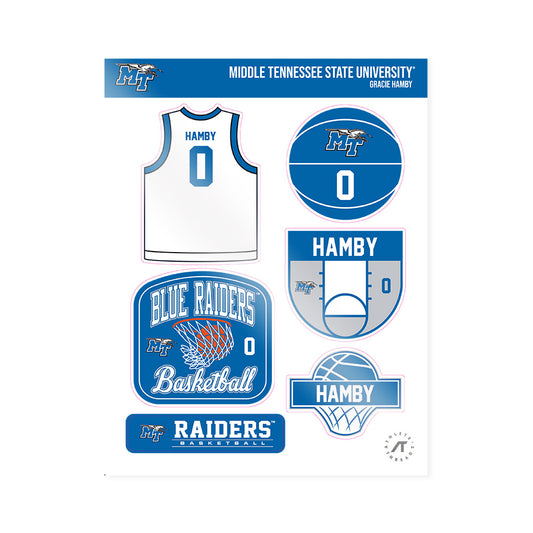 MTSU - NCAA Women's Basketball : Gracie Hamby - Sticker Sheet-0