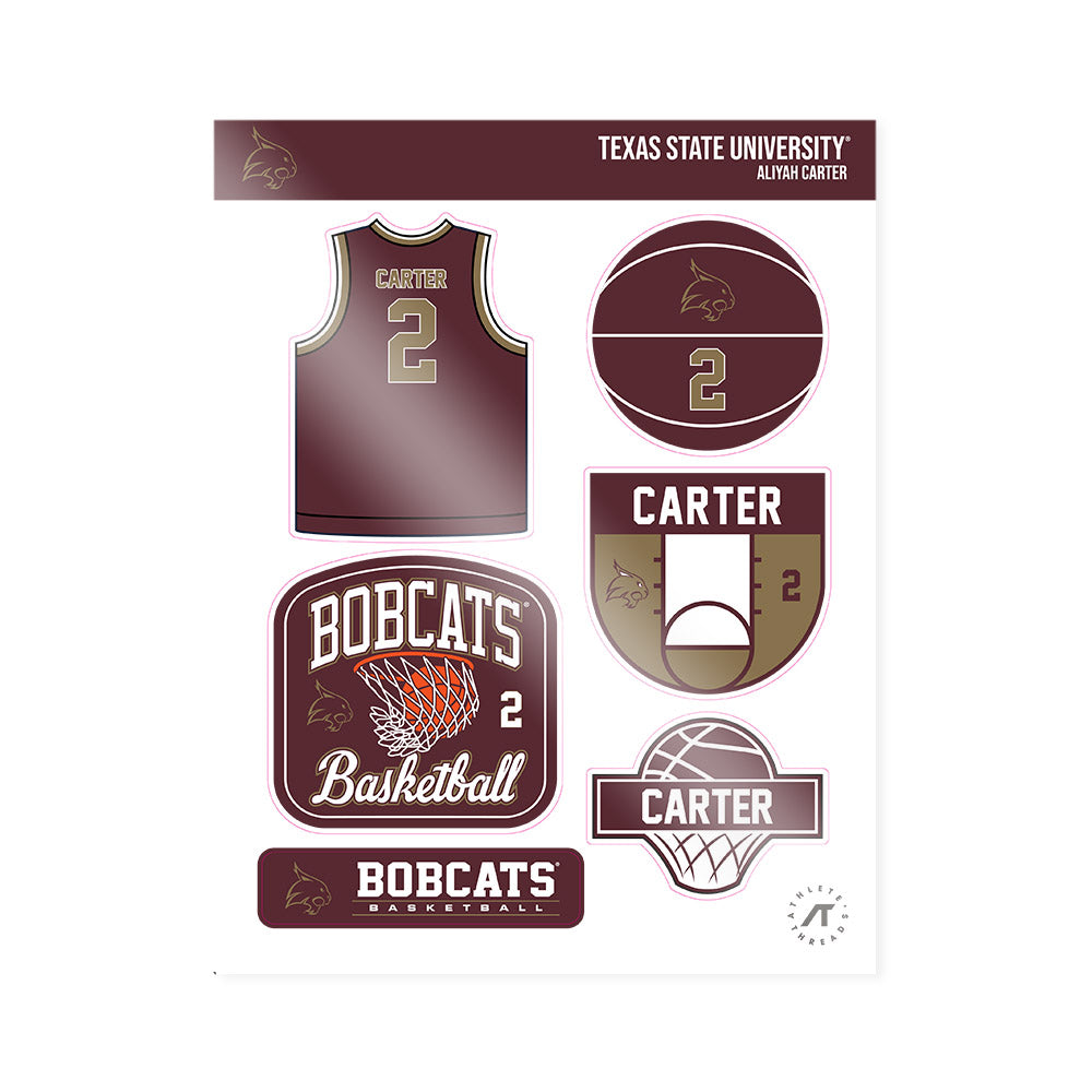 Texas State - NCAA Women's Basketball : Aliyah Carter - Sticker Sheet-0