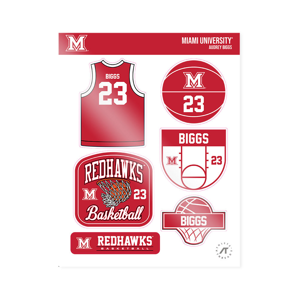 Miami of Ohio - NCAA Women's Basketball : Audrey Biggs - Sticker Sheet-0