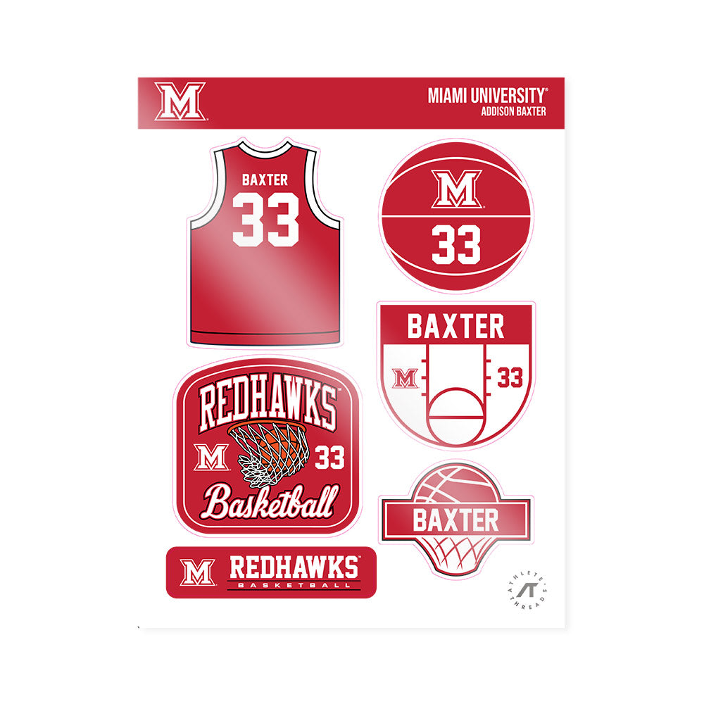 Miami of Ohio - NCAA Women's Basketball : Addison Baxter - Sticker Sheet-0