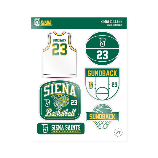Siena - NCAA Women's Basketball : Grace Sundback - Sticker Sheet-0