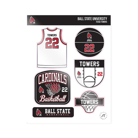 Ball State - NCAA Women's Basketball : Tessa Towers - Sticker Sheet-0
