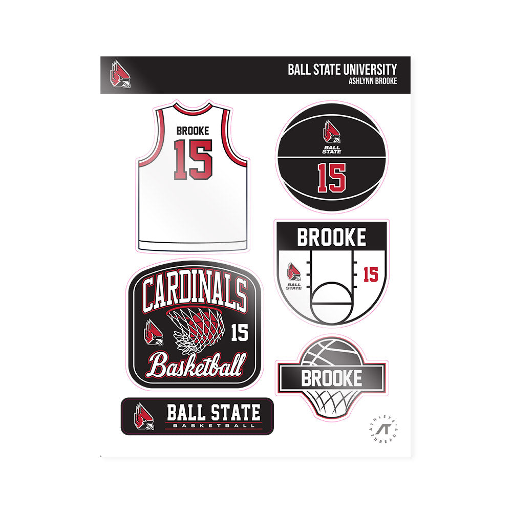Ball State - NCAA Women's Basketball : Ashlynn Brooke - Sticker Sheet-0