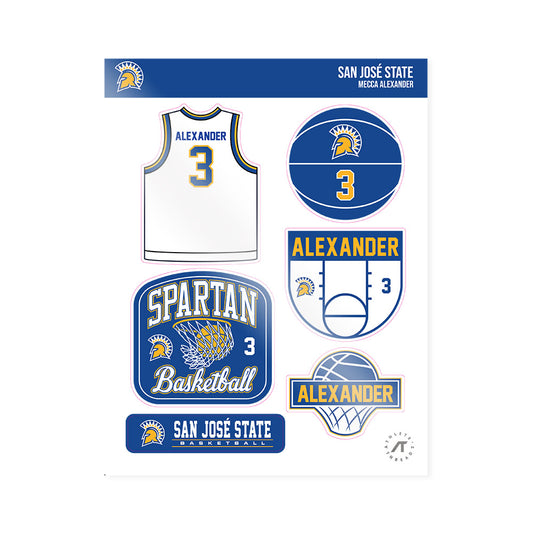 SJSU - NCAA Women's Basketball : Mecca Alexander - Sticker Sheet-0