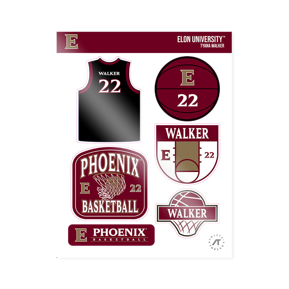 Elon - NCAA Women's Basketball : Tyana Walker - Sticker Sheet-0